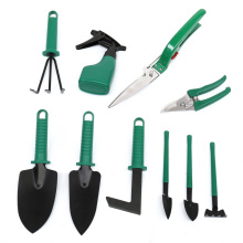 7Pcs Multifunctional Hand Garden Tool Set Green Iron Chair Gardening Tool kit With Carrying Case